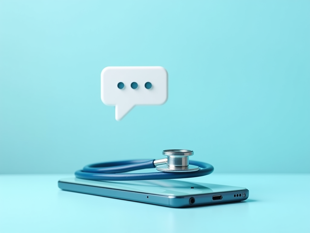 Stethoscope on phone graphics representing patient portal